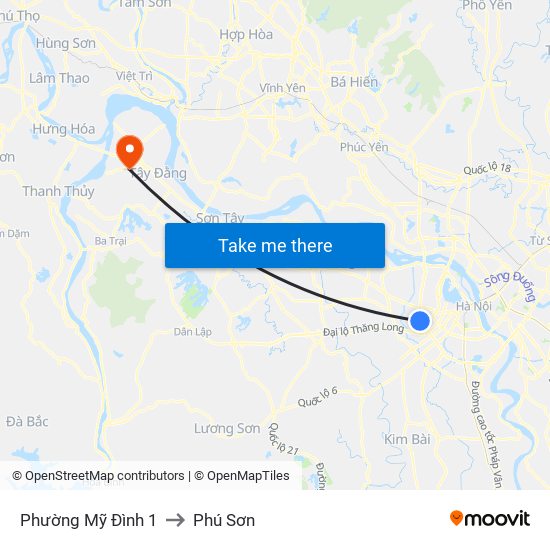 Phường Mỹ Đình 1 to Phú Sơn map