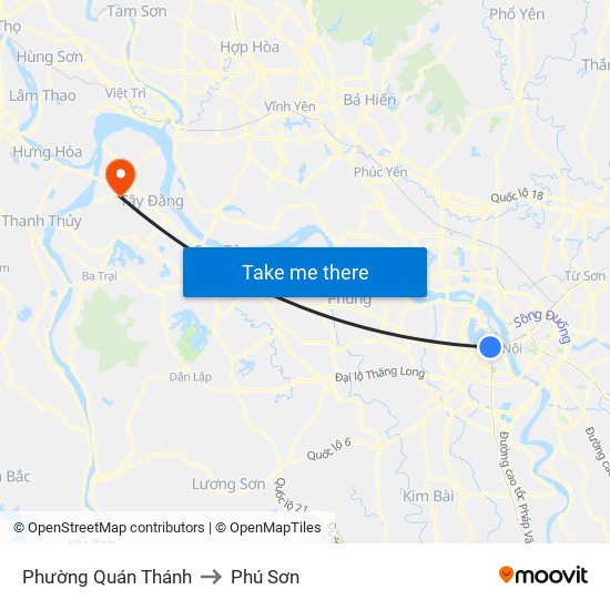 Phường Quán Thánh to Phú Sơn map