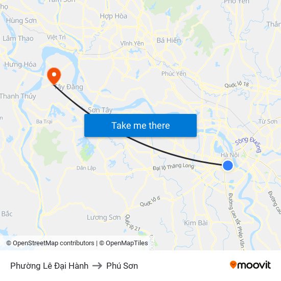 Phường Lê Đại Hành to Phú Sơn map