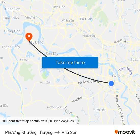 Phường Khương Thượng to Phú Sơn map