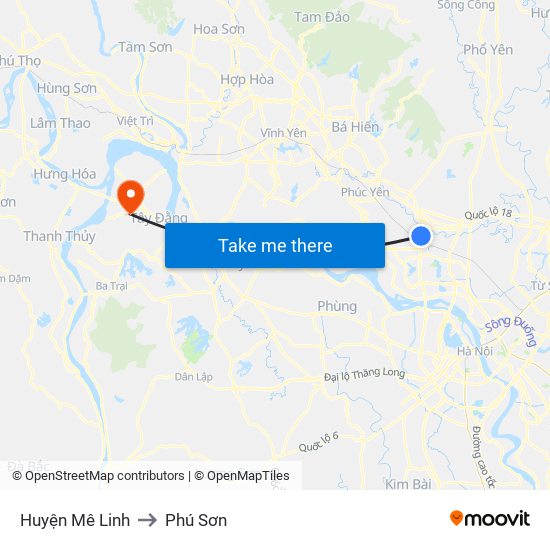 Huyện Mê Linh to Phú Sơn map