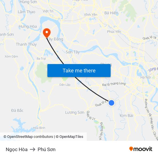 Ngọc Hòa to Phú Sơn map