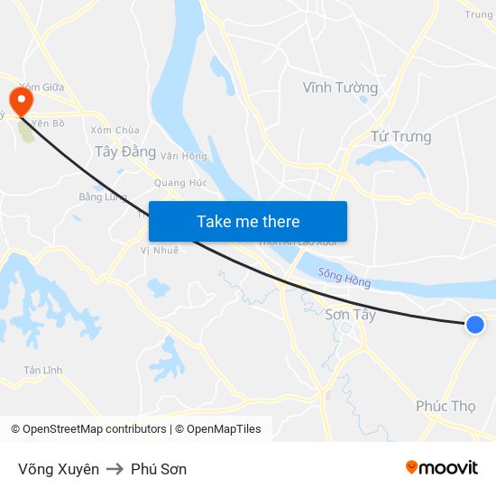 Võng Xuyên to Phú Sơn map
