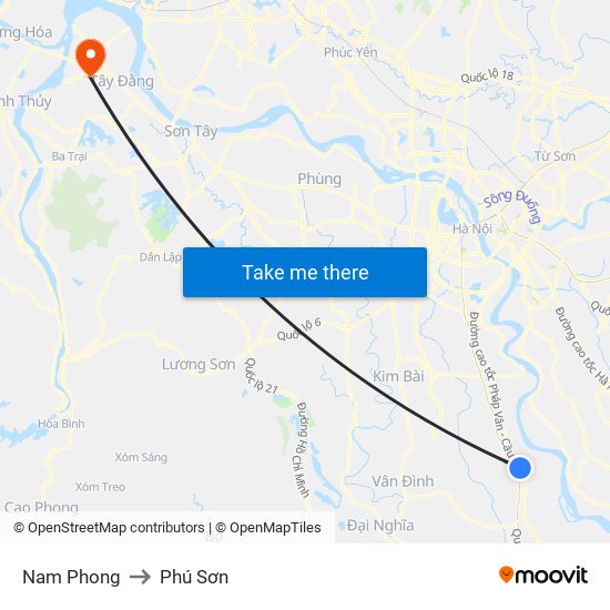 Nam Phong to Phú Sơn map