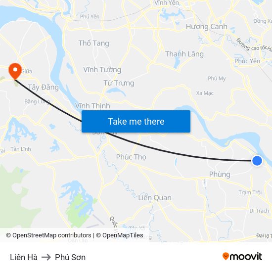 Liên Hà to Phú Sơn map