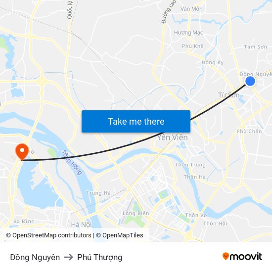 Đồng Nguyên to Phú Thượng map