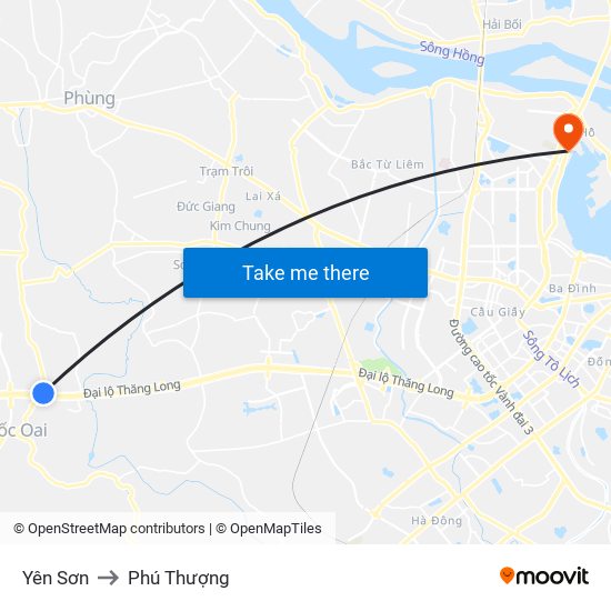 Yên Sơn to Phú Thượng map