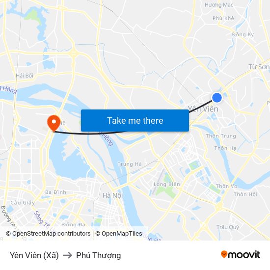 Yên Viên (Xã) to Phú Thượng map