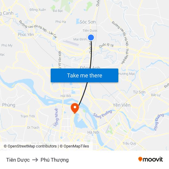 Tiên Dược to Phú Thượng map