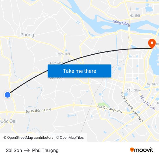 Sài Sơn to Phú Thượng map