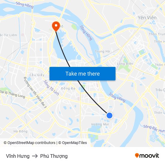 Vĩnh Hưng to Phú Thượng map