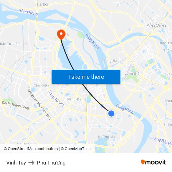 Vĩnh Tuy to Phú Thượng map