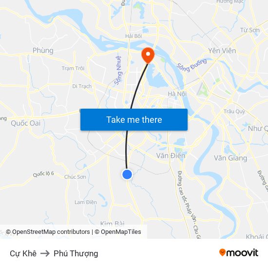 Cự Khê to Phú Thượng map