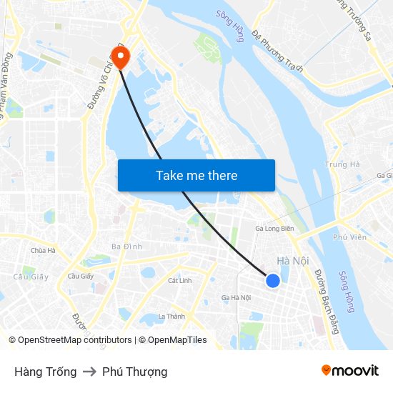 Hàng Trống to Phú Thượng map