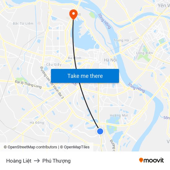 Hoàng Liệt to Phú Thượng map