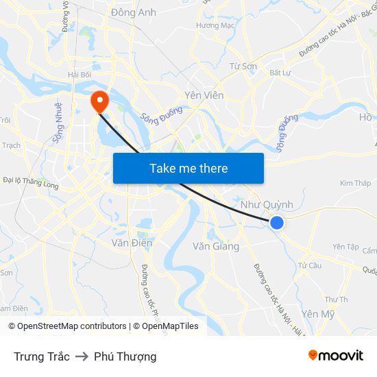 Trưng Trắc to Phú Thượng map