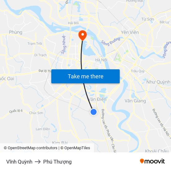 Vĩnh Quỳnh to Phú Thượng map