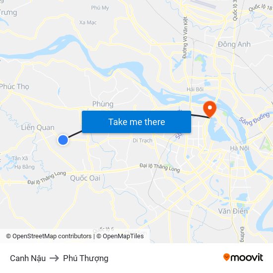 Canh Nậu to Phú Thượng map