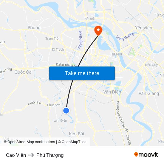 Cao Viên to Phú Thượng map