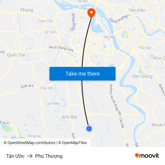 Tân Ước to Phú Thượng map