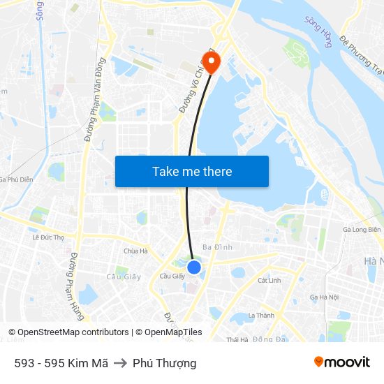 593 - 595 Kim Mã to Phú Thượng map