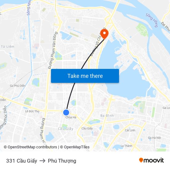 331 Cầu Giấy to Phú Thượng map