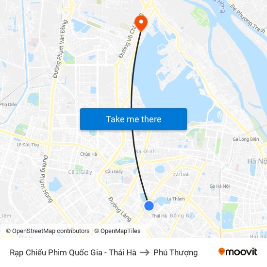 Rạp Chiếu Phim Quốc Gia - Thái Hà to Phú Thượng map