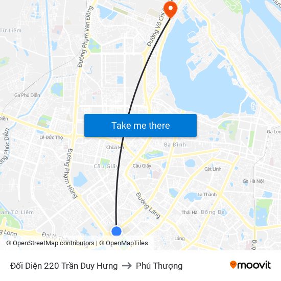 Đối Diện 220 Trần Duy Hưng to Phú Thượng map