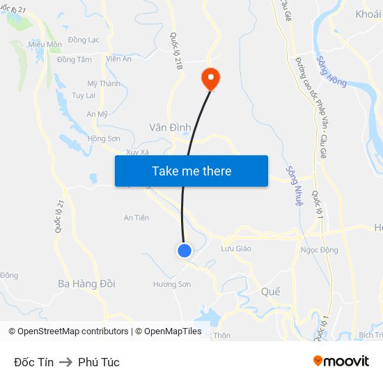 Đốc Tín to Phú Túc map