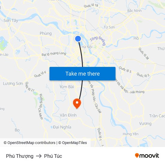 Phú Thượng to Phú Túc map