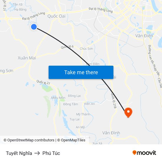 Tuyết Nghĩa to Phú Túc map