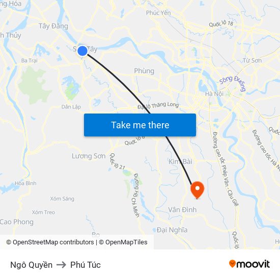 Ngô Quyền to Phú Túc map
