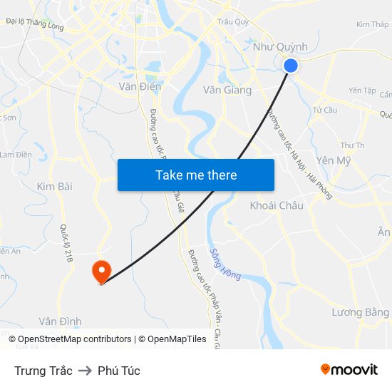 Trưng Trắc to Phú Túc map