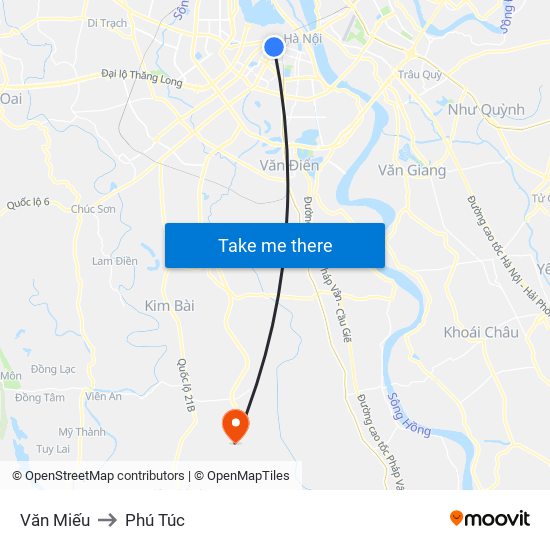 Văn Miếu to Phú Túc map