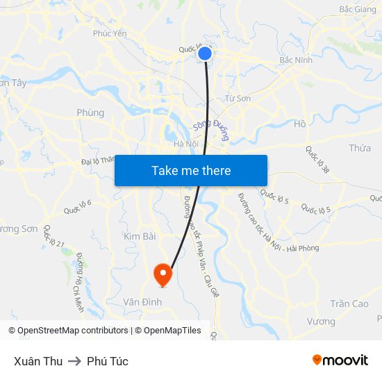Xuân Thu to Phú Túc map
