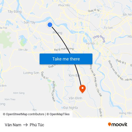 Vân Nam to Phú Túc map