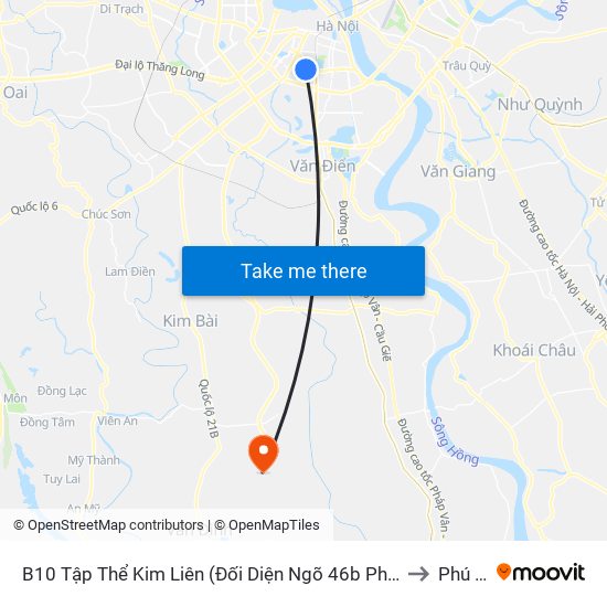 B10 Tập Thể Kim Liên (Đối Diện Ngõ 46b Phạm Ngọc Thạch) to Phú Túc map