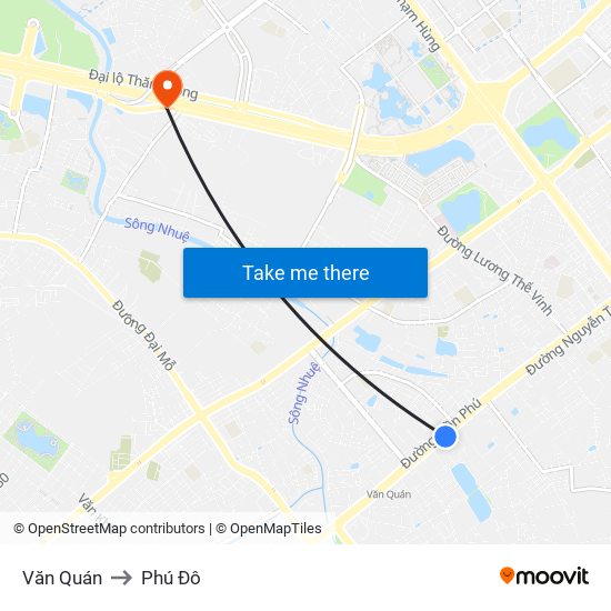Văn Quán to Phú Đô map