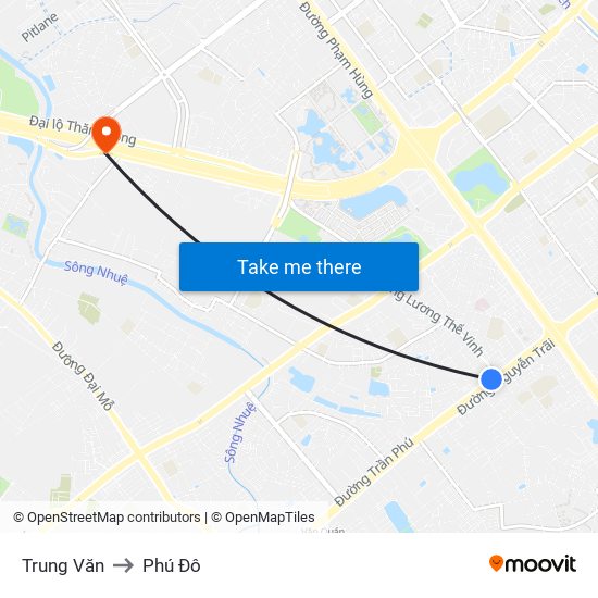 Trung Văn to Phú Đô map