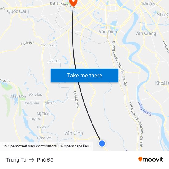 Trung Tú to Phú Đô map