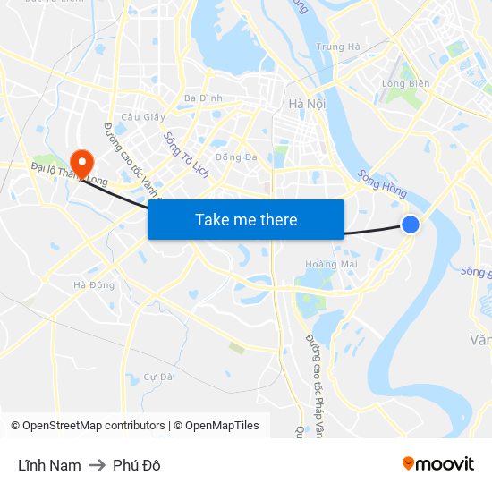 Lĩnh Nam to Phú Đô map
