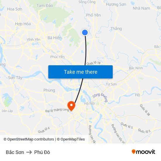 Bắc Sơn to Phú Đô map