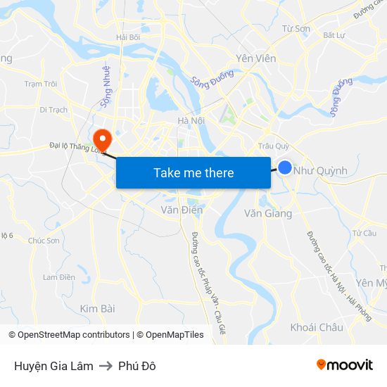 Huyện Gia Lâm to Phú Đô map