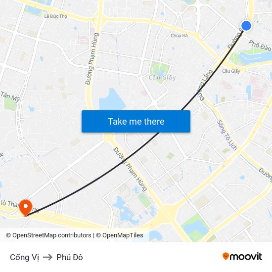 Cống Vị to Phú Đô map