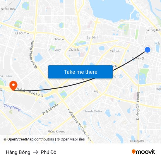 Hàng Bông to Phú Đô map
