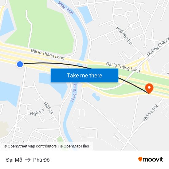 Đại Mỗ to Phú Đô map