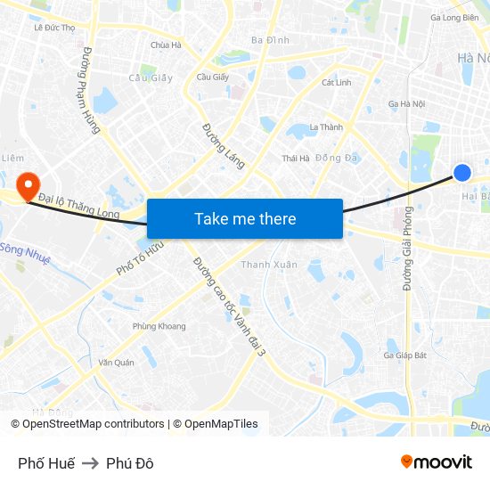 Phố Huế to Phú Đô map