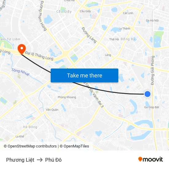 Phương Liệt to Phú Đô map