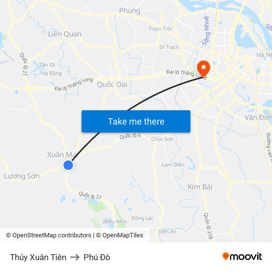Thủy Xuân Tiên to Phú Đô map