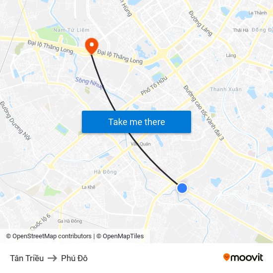 Tân Triều to Phú Đô map